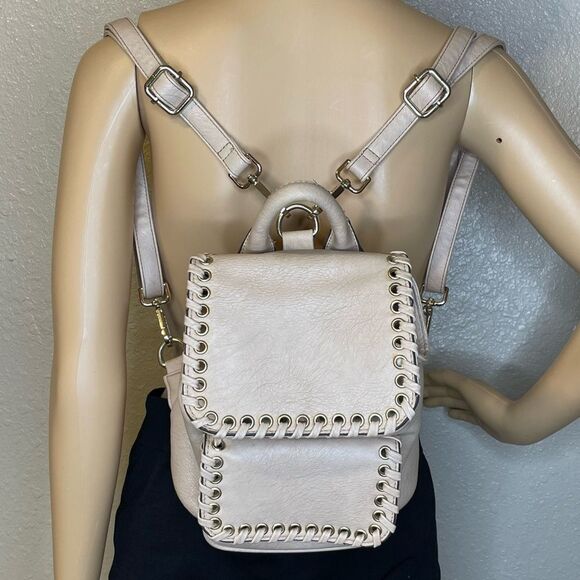 Chinese Laundry Small Backpack Cream With Large Stitch Design - Picture 2 of 15